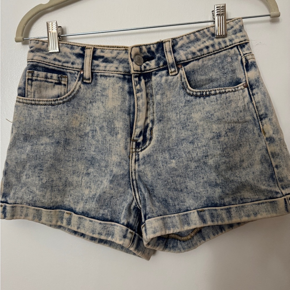 PacSun Acid Wash Denim Shorts - Blue